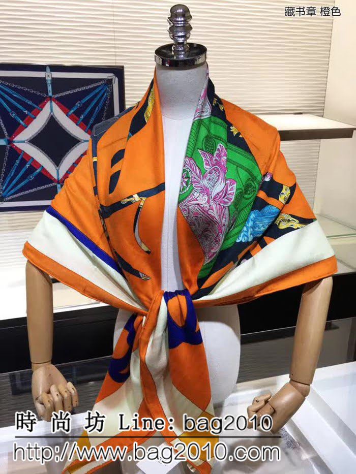 HERMES愛馬仕限量款 專櫃限量色絲羊絨圍巾 LLWJ7490